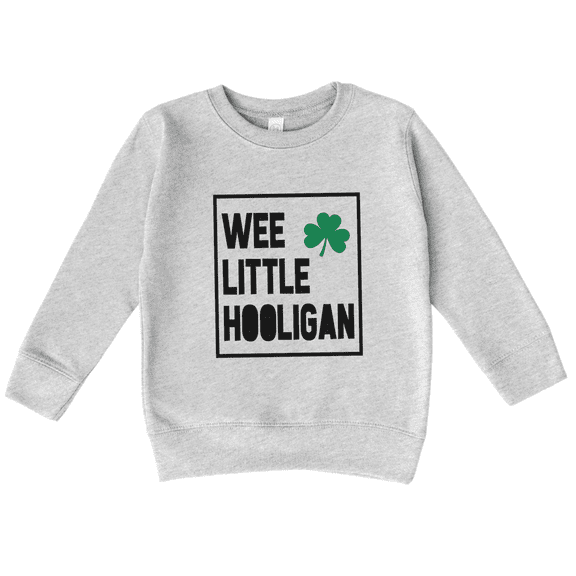 Bump and Beyond Designs Wee Little Hooligan, Toddler St. Patrick's Day Sweatshirt (Heather Grey 7)