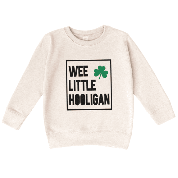 Bump and Beyond Designs Wee Little Hooligan, Toddler St. Patrick's Day Sweatshirt (Natural 3T)