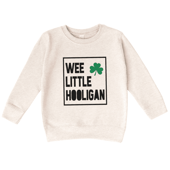 Bump and Beyond Designs Wee Little Hooligan, Toddler St. Patrick's Day Sweatshirt (Natural 3T)