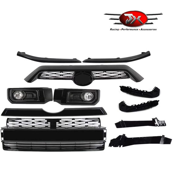 JX RACING Bumper Body Kits and Grille Combo Set Compatible with 4Runner 2014-2020 Limited Front Gloss Black ABS Plastic 9 Piece