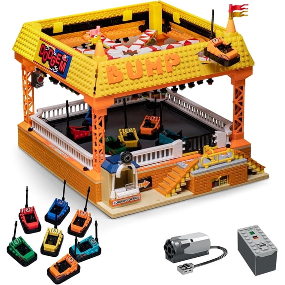Bumper-Cars Building Set, Electric Control Kart Race Car Toy for Boy Girl, City Amusement Park Construction, Birthday Gifts for Adult Teen Kid Ages 6 7 8+, Architecture Theme Collection 1840pcs