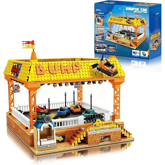 Bumper-Cars Building Set, Toys for Boys Electric Control Race Car, City Amusement Park Construction,Architecture Theme Display 1840pcs