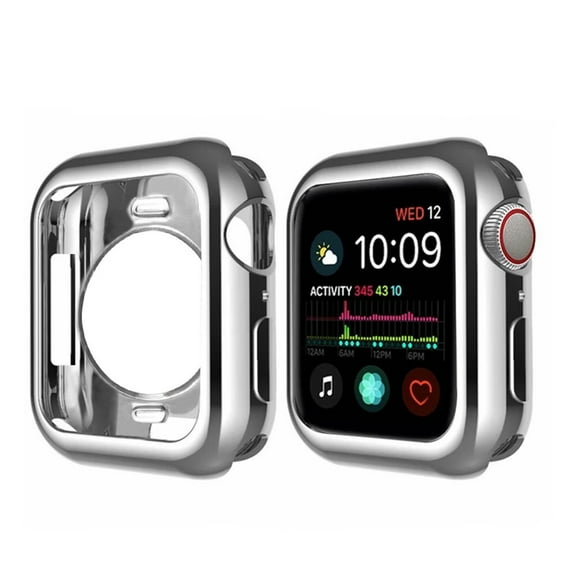 Bumper Case for Apple Watch Series 6/5/4/SE 40mm, Ultra Thin Soft TPU Shockproof Frame Case Plating Lightweight Bumper Protection for iWatch (No Screen Protector) Series 6/5/4/SE 40mm, Silver