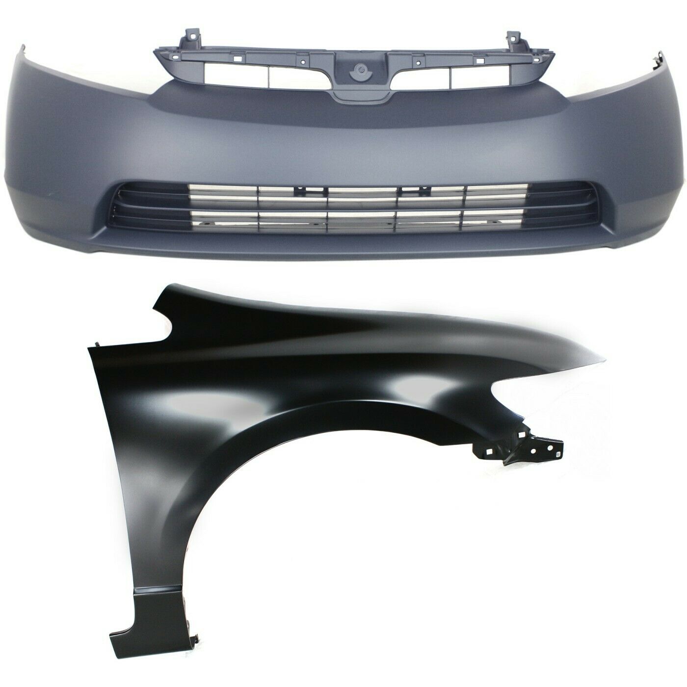 For 06-08 Honda Civic Sedan CS-Style 3PCS Painted White Front Bumper Lip Body