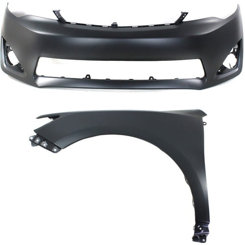 Bumper Cover Kit For 2012-2014 Toyota Camry Front With Holes For Fog Light