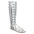 thumbnail image 1 of Bumper DF68 Women Metallic Open Toe Studded Knee High Gladiator Sandal, 1 of 5