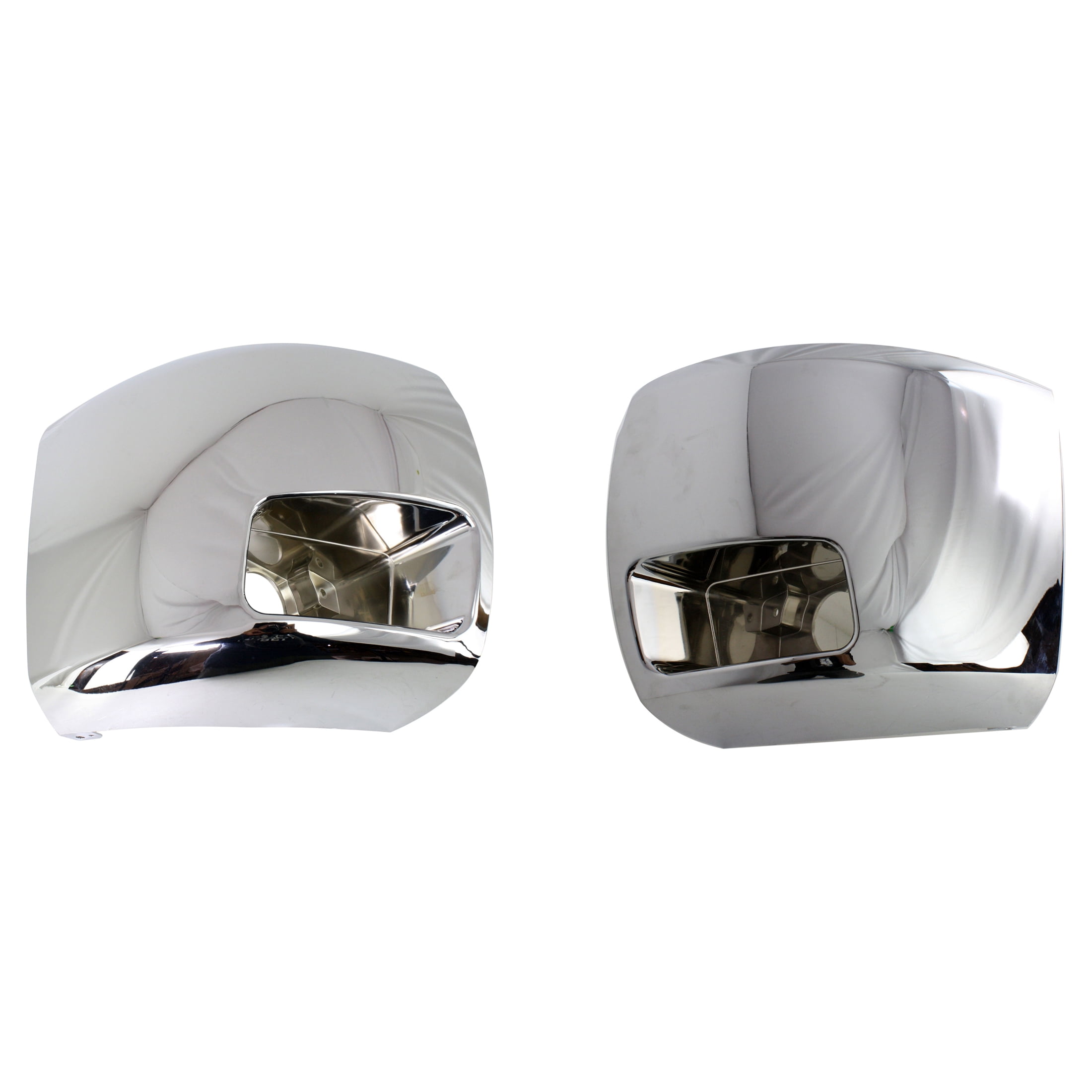 Bumper End Compatible With 2007-2010 Chevrolet Silverado 2500 HD 3500 Front, SET of 2 Left Driver and Right Passenger Side Plastic Chrome