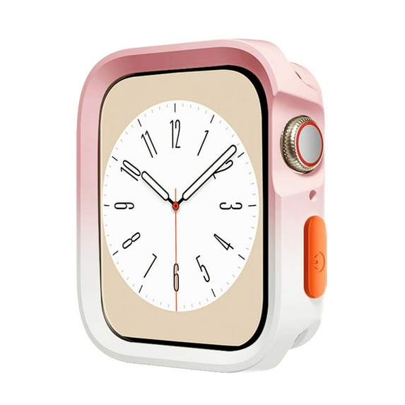 Bumper Frame Case for Apple Watch Series 9/8/7 45mm, Thin Soft TPU Shockproof Edge Gradient Cover Bumper Protective Case for iWatch Series 9/8/7 45mm (No Screen Protector) , Pinkwhite