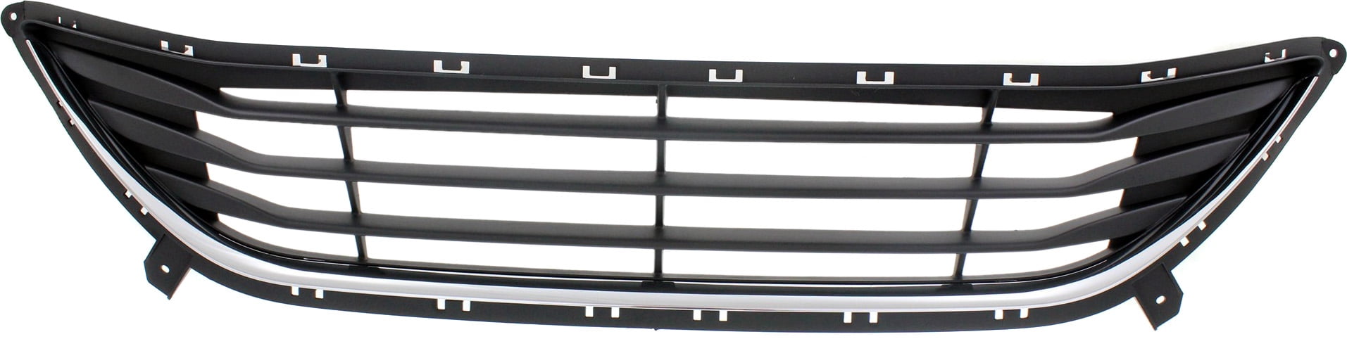 Bumper Grille Compatible With 2011-2013 Hyundai Elantra Front Textured Black Shell w/ Chrome Insert