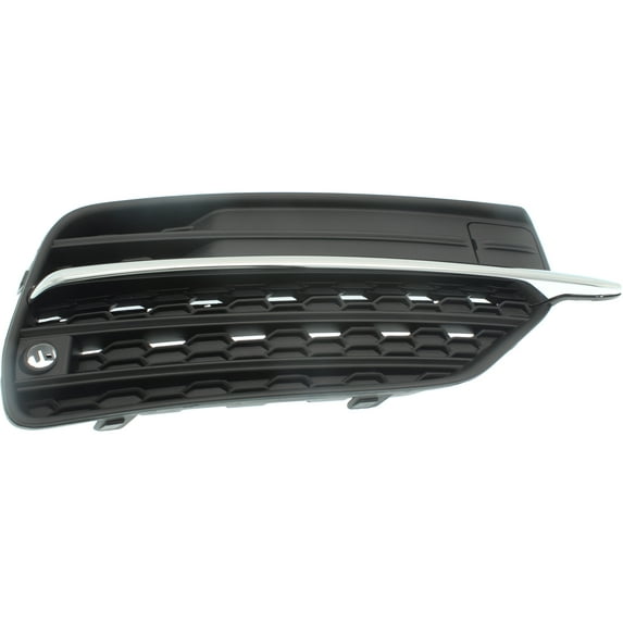 Bumper Grille Compatible with VOLVO XC90 2016-2018 Right Passenger Side Outer Textured Black with Chrome Trim with PAS Holes