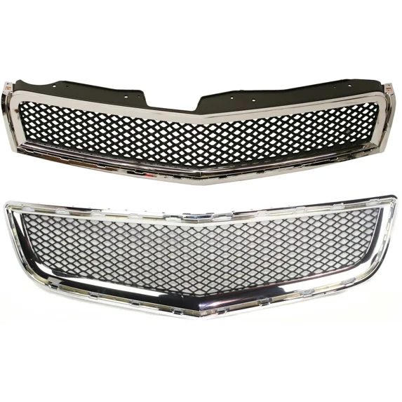 Bumper Grille Kit For 2009-2012 Chevrolet Traverse Chrome Shell Black Insert