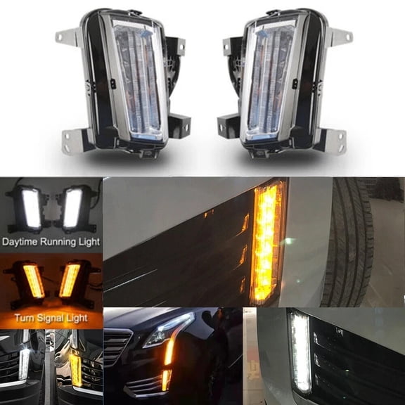Bumper LED Fog Lights Passing Lamp DRL w/ Turn Signal for 2017-2019 Cadillac XT5