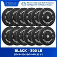 thumbnail image 1 of 300LB Olympic Bumper Plate Set - 2 inch Steel Insert Black Rubber Weights for Weight Lifting, Strength Training & Home Gym, 1 of 6