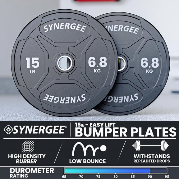 Bumper Plates – Olympic Weight Plates, Low-Bounce Rubber for Strength Training, Powerlifting, and Functional Workouts