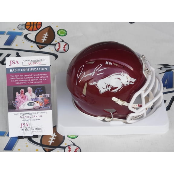 Bumper Pool signed autographed Arkansas UA Razorbacks mini speed helmet JSA COA