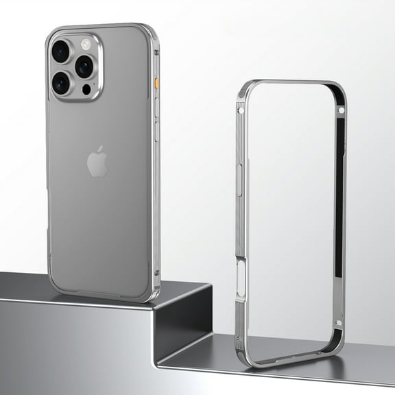 Bumper Protection Designed for iPhone 16 Case,Alloy Aluminum Metal Frame,Minimalist Raised Edge Shock Absorption, Bumper Easy Fit Shockproof Cover,Silver