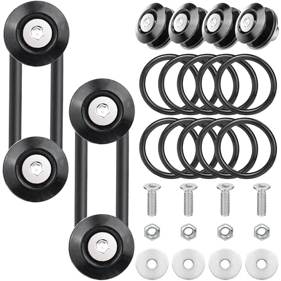 Bumper Quick Release, JDM Quick Release Holders Front Rear Bumper Fasteners Trunk Band Fenders clip Kits Compatible for Universal Car Bumper (Black 4 x Release Tabs with 12 x O-Ring Fastener