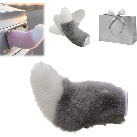 Bumper Wagging Tail,Remote Control Electric Car Tail, Rechargeable Plush Animal Moving Tail, USB Rechargeable, Fluffy Wagging Action, Universal Fit for Auto Trunk Bumper Decoration