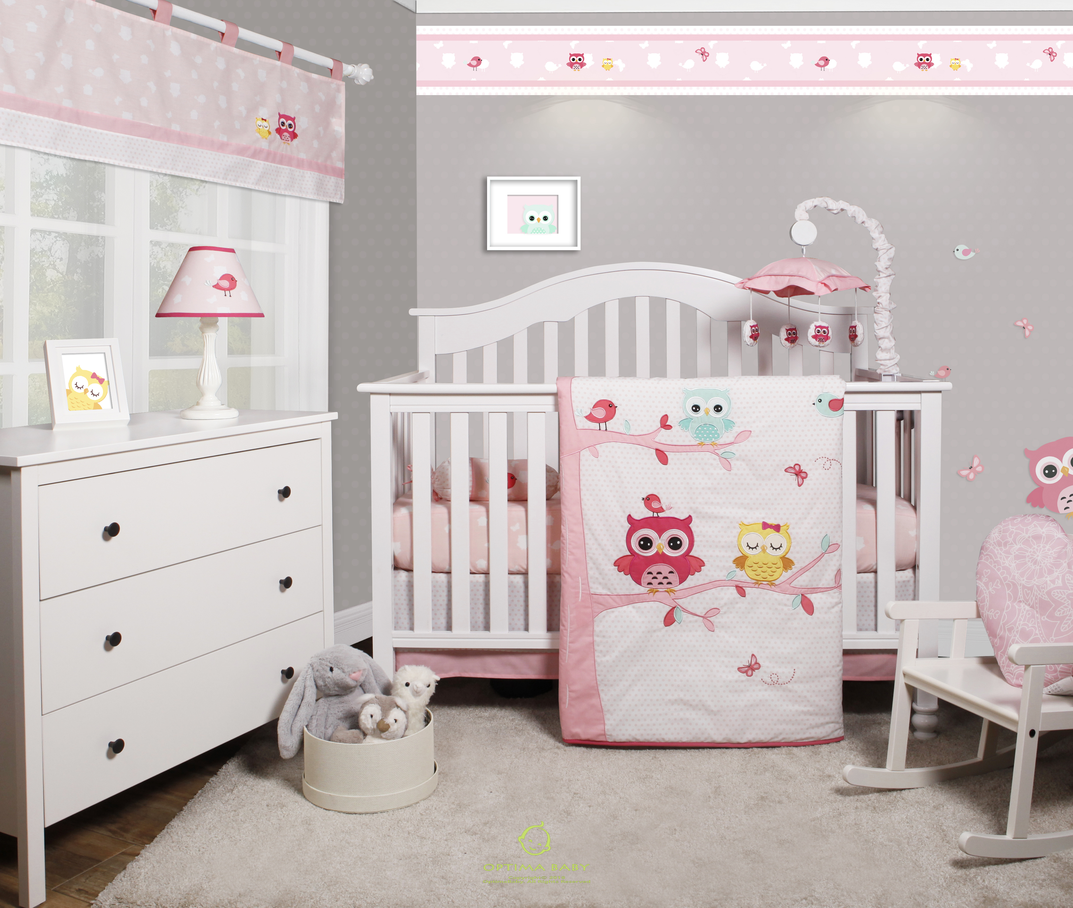 Bumperless 5 pieces Optimababy Owls Baby Bedding Set - image 1 of 4
