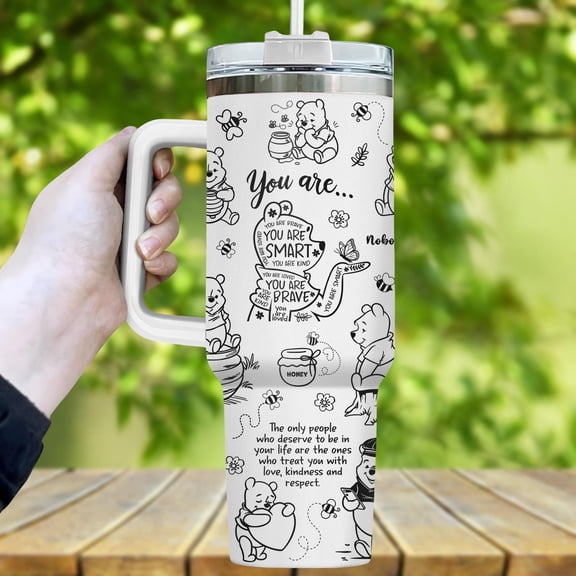 Bumpkit 40oz Insulated Tumbler, Forest-Themed Drinkware, Straw Cup, Travel Mug, Black - Clear lid