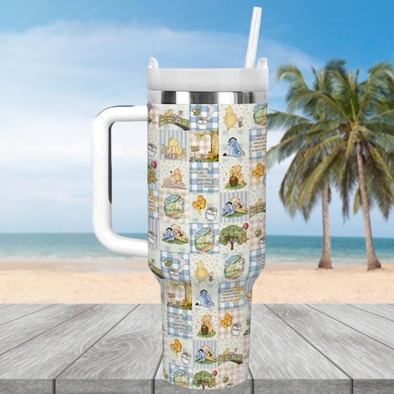 Bumpkit 40oz Steel Tumbler Cup, Summer Theme Insulated Travel Mug, White - Clear lid