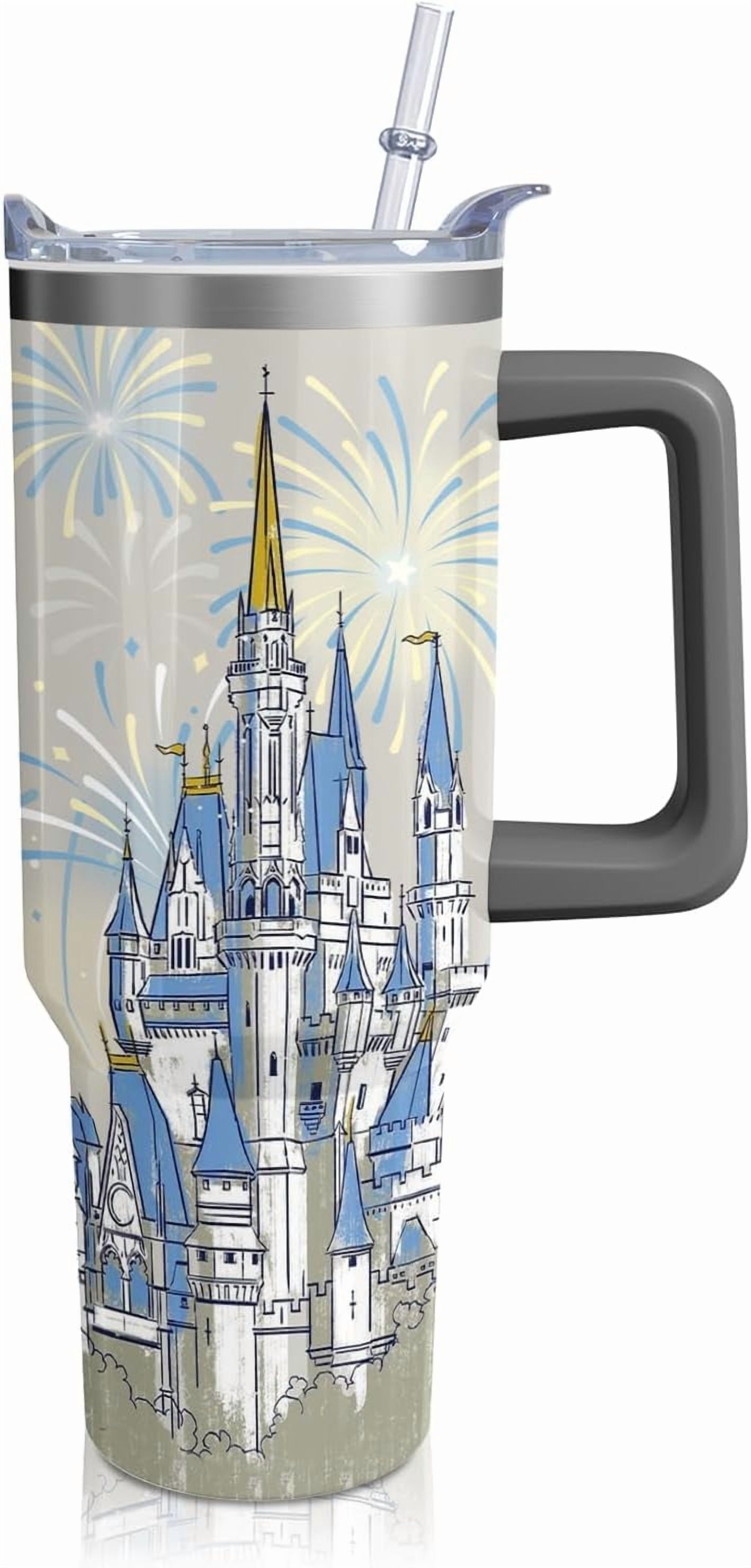 Bumpkit Cartoon Blue Castle Theme Tumbler, Firework Travel Coffee Mug ...