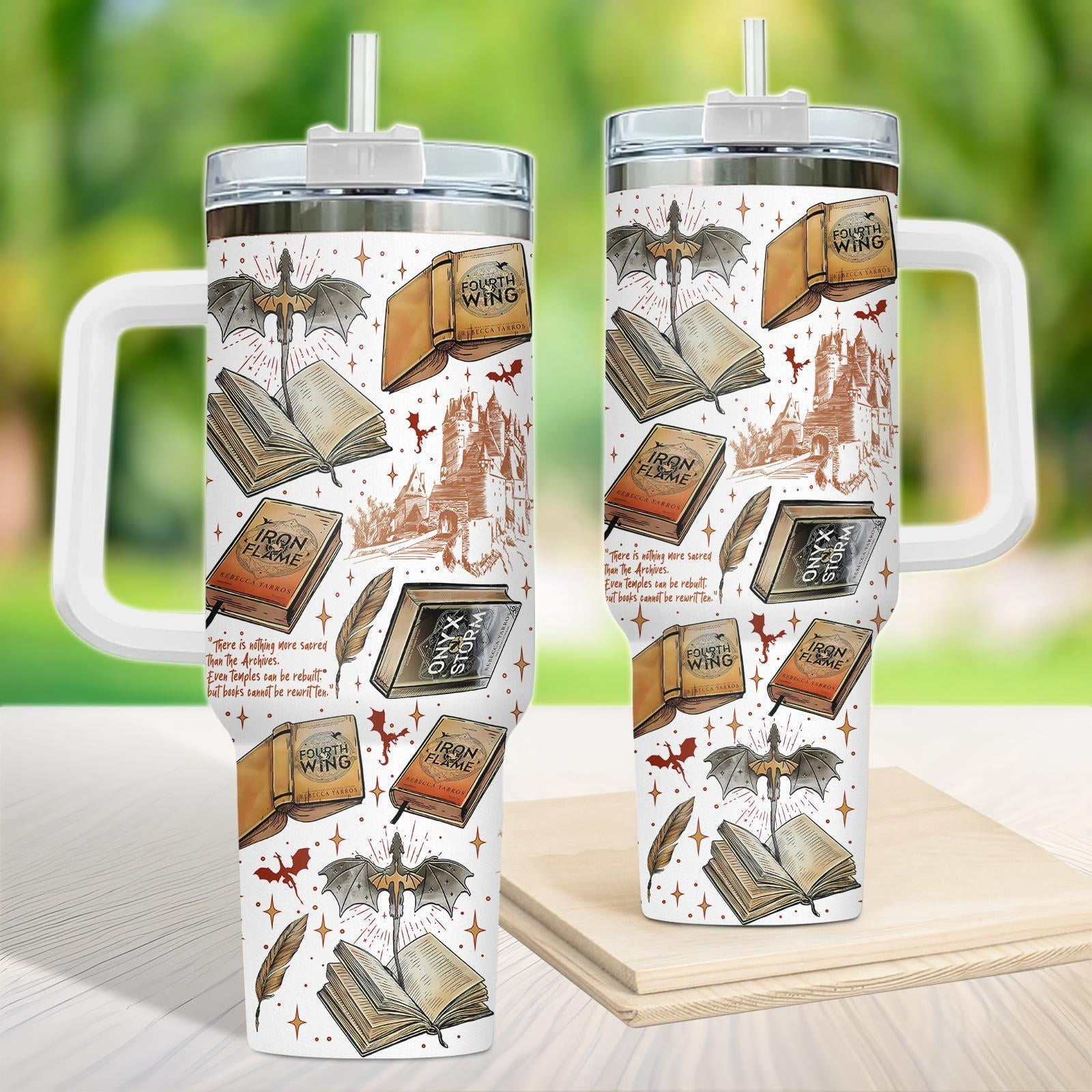Bumpkit Dragon Story 40oz Tumbler with Handle for Book Lover - Onyx ...