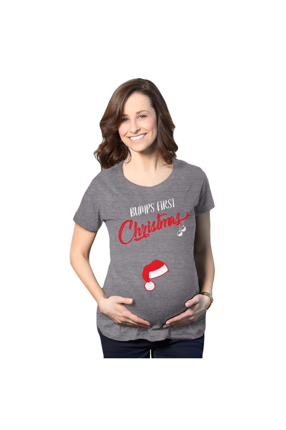 Bumps First Christmas Maternity Shirt Funny Merry Tee for New Pregnant Family