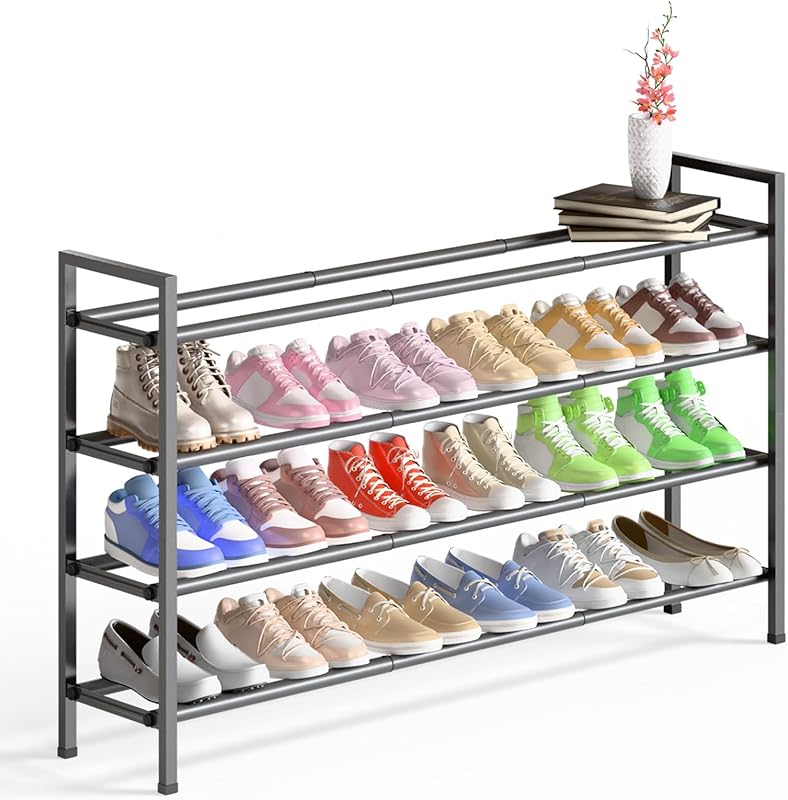 Bumusty 3-Tier Long Expandable Shoe Rack for Closet, 18