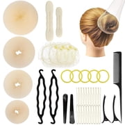Bun Makers for Womens Hair HEYMKGO 41Pcs hair bun Kit with Donut Bun Makers, Comb, Invisible Hair Nets, Hair Ties - Idea for Ballet, Wedding, Dance Competition & Everyday Styles