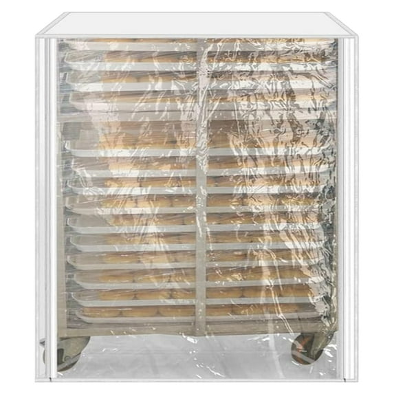 Bun Pan Rack Cover Bread Rack Cover Transparent PVC with 4 Sided Zipper Universal 10 Tiers Sheet Bun Rack Cover Waterproof and Dustproof for Bakery Home Kitchen