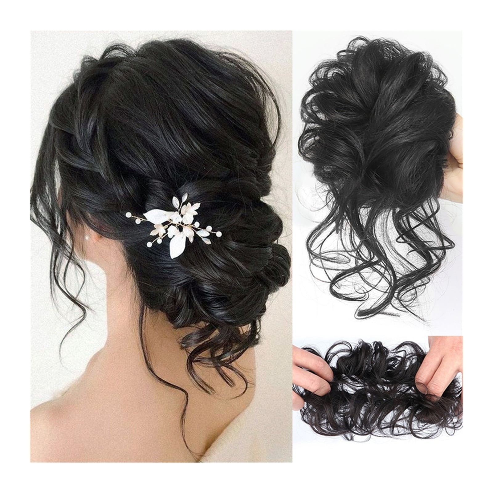 Bun Ponytail Chignon Brazilian Human Hair Curly Wavy Messy Bun Extensions Hair Pieces for Women Messy Bun Hair Piece Hair