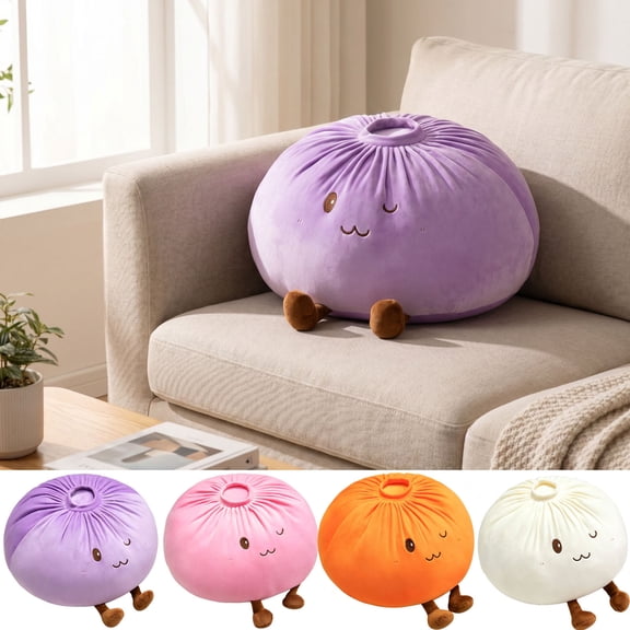 Bun Shaped Throw Pillow,28CM Cute Macaron Color Plush Stuffed Cushion Anti Collapse Even Filling,Multi Scene Soft Decor Napping Pillow For Sofa Bedroom Office Desktop(Orange)