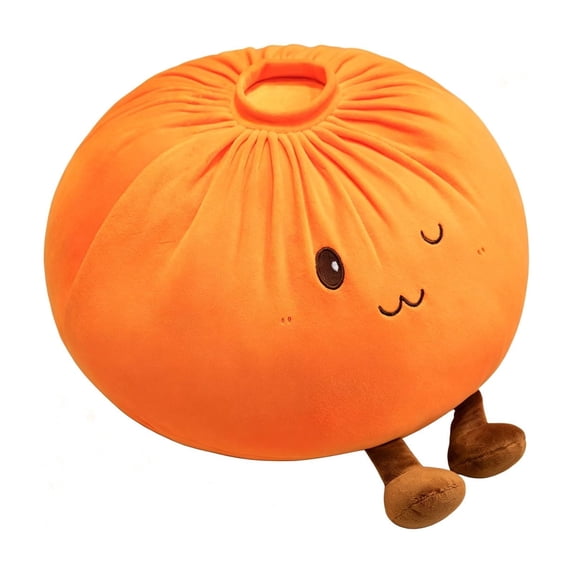 Bun-Shaped Throw Pillow, Plush Nap & Lumbar Support, Sofa Cushion & Home Decor, Soft Breathable Fabric, Durable Stitching Orange
