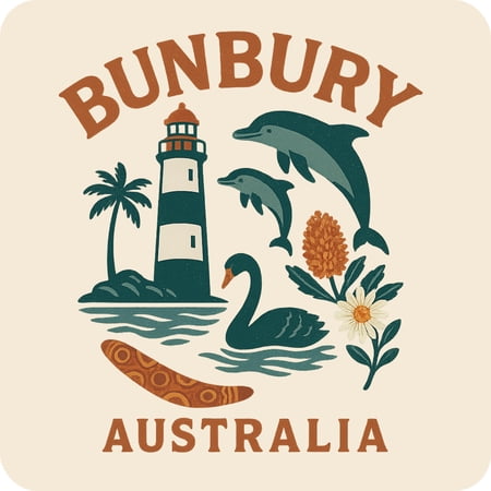 Bunbury Australia Keepsakes Souvenir Vinyl Sticker – Destination Travel Keepsake Collectible (3-Inches Wide)