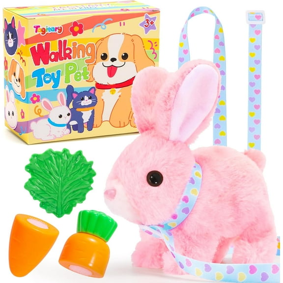 Bunby Bunny Plush Bunny Toys for Kids - Interactive Electronic Rabbit with Sounds, Wiggling Ears, Hopping Motion, Leash - Perfect for Easter, Christmas, or Birthday Gifts