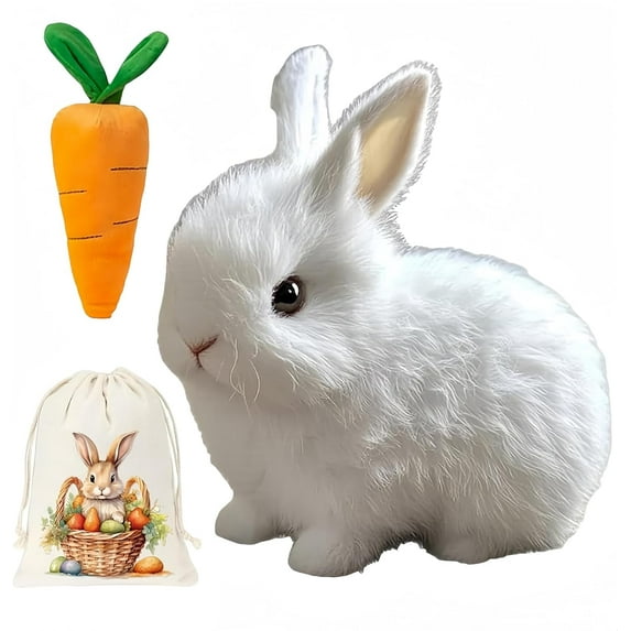 2025 NEW Bunby - Easter Realistic white Bunny Plush Toy, Lifelike Soft Stuffed Animal for Kids & Adults, Easter Basket Gift & Spring Home Decor