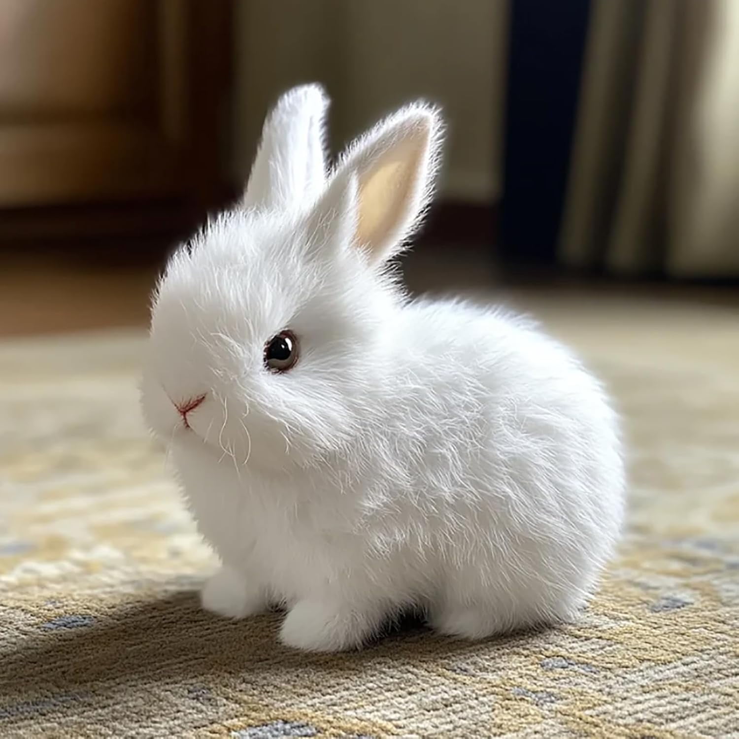 Bunby - My Realistic Bunny Toy, Bunbi Realistic Bunny, Realistic Bunny That Moves, Jumping, Twitching, and Ears, Handmade, Interactive Fun (White)