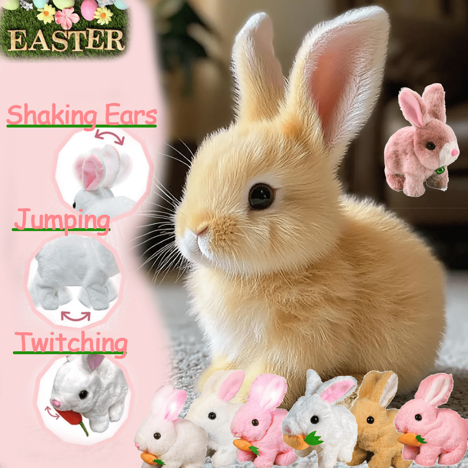 Bunby - My Realistic Bunny Toy, Plush Bunny with Wiggle Ears Twitch ...