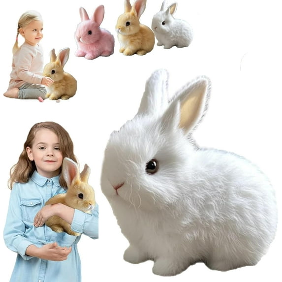 Bunby - My Realistic Bunny Toy,Vitality Bliss Bunny,Realistic Bunny Toy for Kids,Vitality Bliss Stuffed Bunny with Sounds and Movements (White)