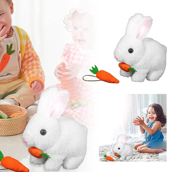 Bunby - My Realistic Bunny Toy - Jumping, Twitching, And Ears, Realistic Bunny Toys For Kids, Hopping Bunny Toys For Kids, Interactive Bunny Toys - C White
