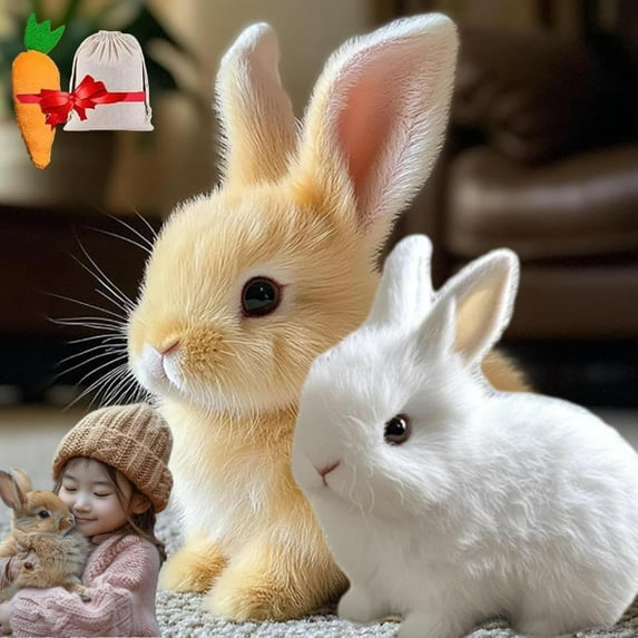 Bunby - My Realistic Bunny Toy, Vitality Bliss Bunny, Bunbi Bunnys Plush - Realistic Rabbit Toys for Kids, Limb Wiggling and Ears Shaking,Interactive Electronic Pet Plush Hopping Rabbit Toy (C)