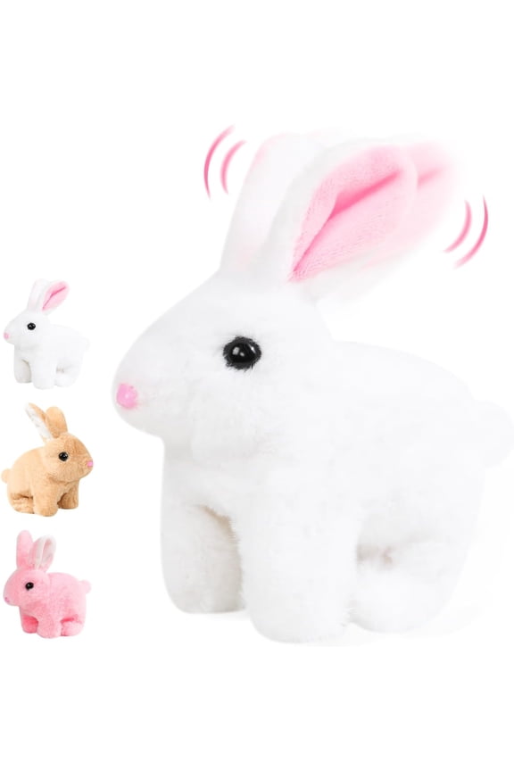 Bunby Realistic Rabbit Toy,Easter Realistic Rabbit Toys,Realistic Bunny Can Walk and Talk,Interactive Plush Bunny,Hops,Twitches & Wiggles Ears,Lifelike Movements,Easter Gift