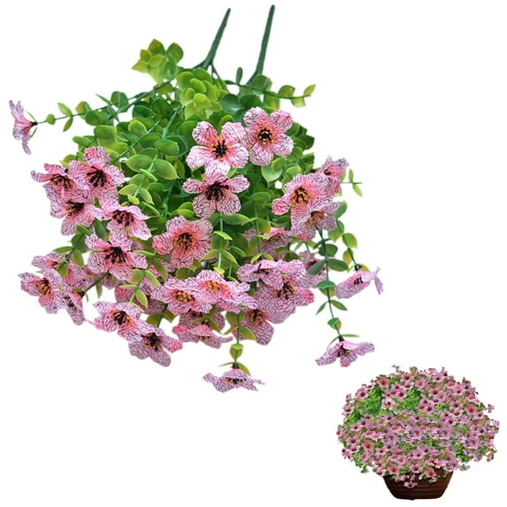 A Bunch Of Artificial Plants And Flowers For Outdoor Decoration Plastic Spring And Summer Flowers Colorful Daisies And Morning Glories Hanging Flowerpots Suitable,Simulation Small Daisy Bouquet Pink
