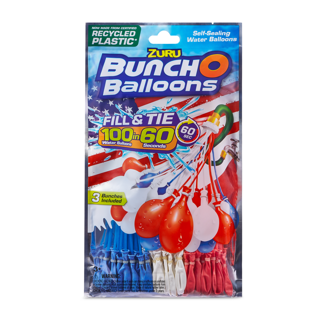 Bunch O Balloons 100 Red, White, and Blue Rapid-Filling Self-Sealing Water Balloons (3 Pack) by ZURU - image 1 of 10