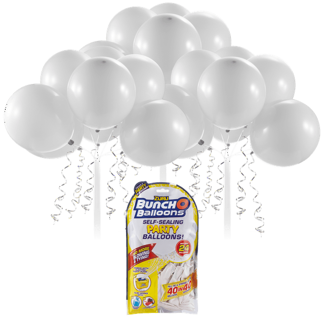 Bunch O Balloons Self-Sealing Latex Party Balloons, White, 11in, 24ct