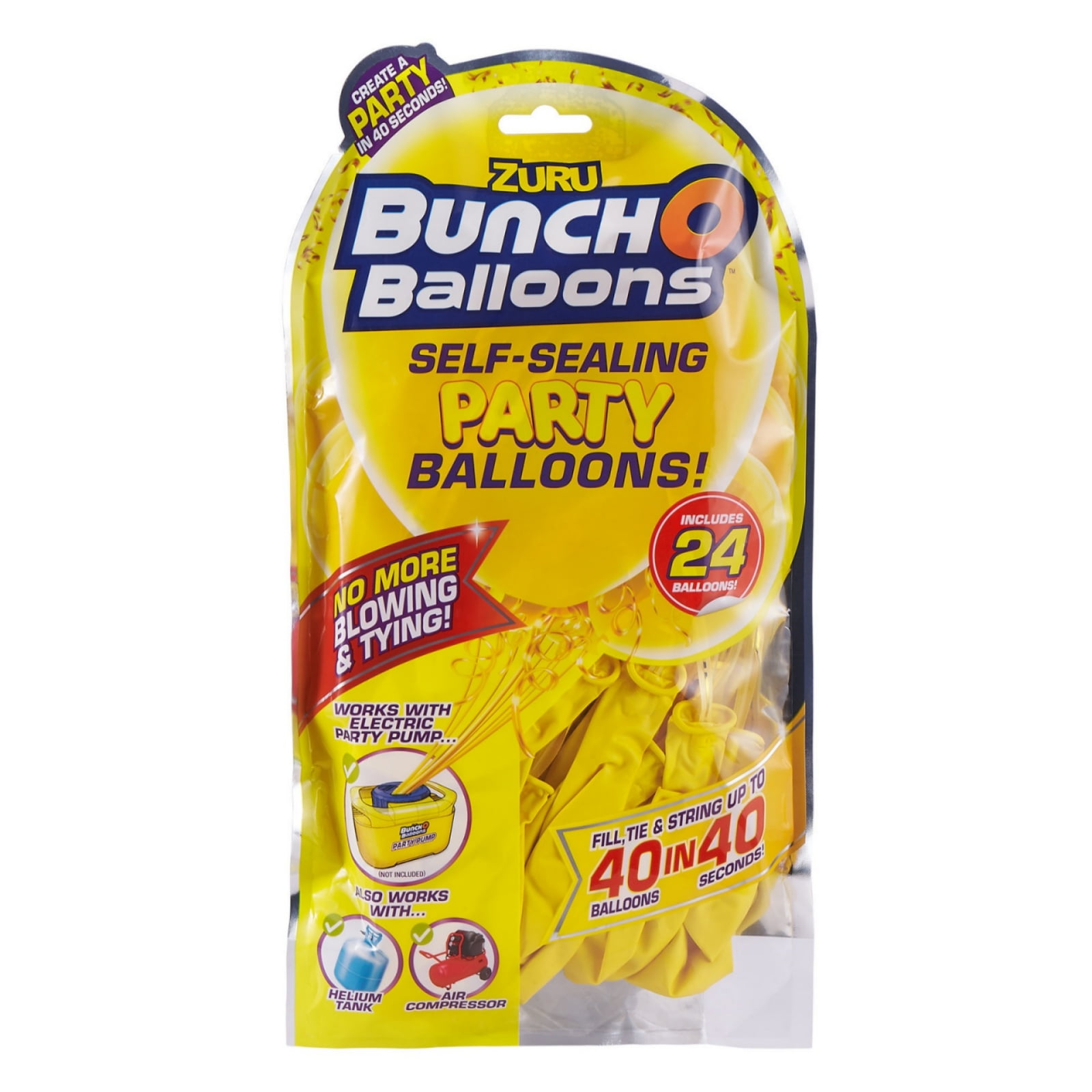 Bunch O Balloons Self-Sealing Latex Party Balloons, Yellow, 11in, 24ct