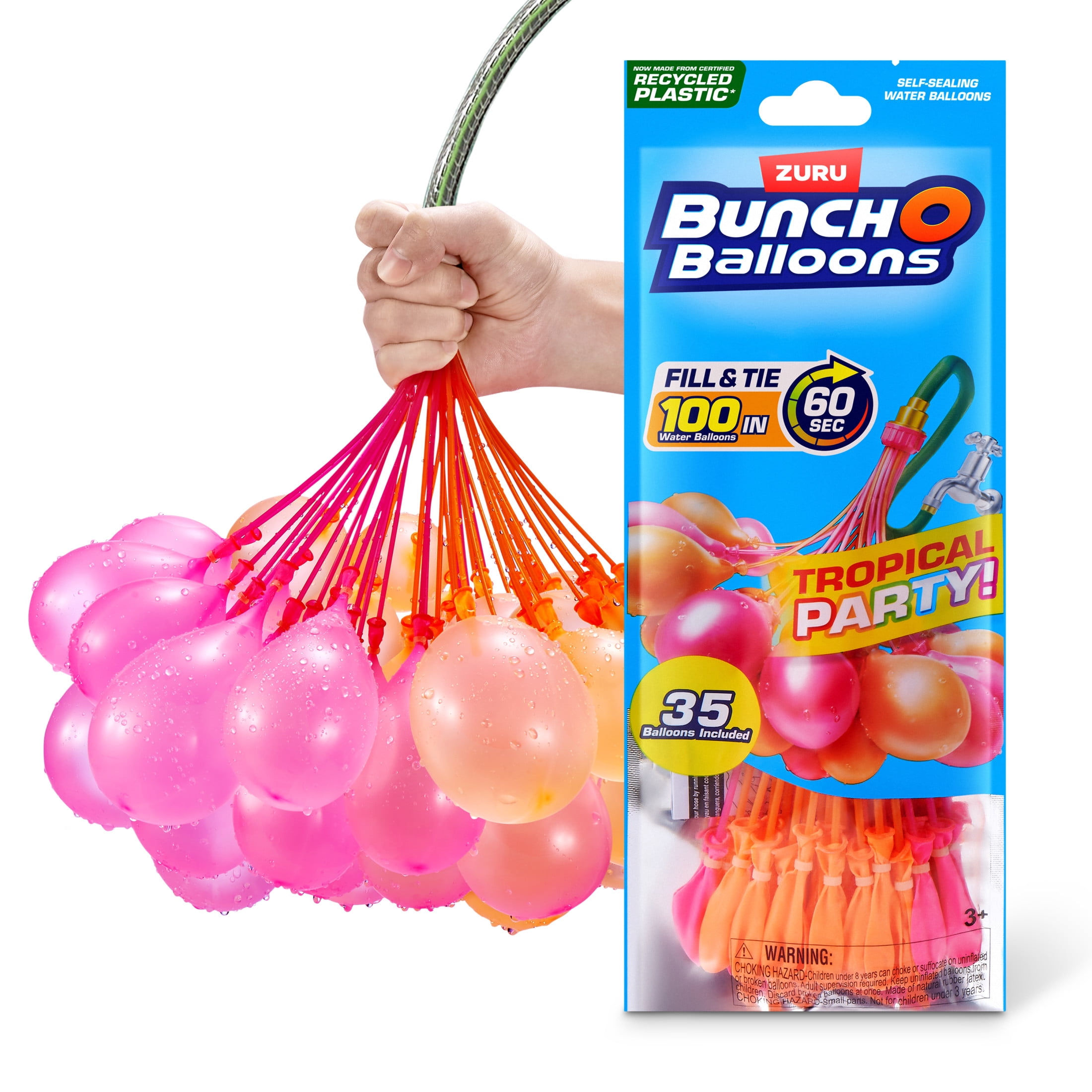 Bunch O Balloons Tropical Party 35 Rapid-Filling Self-Sealing Water Balloons (1 pack) by ZURU for Kids, Teens & Adults Ages 3 +