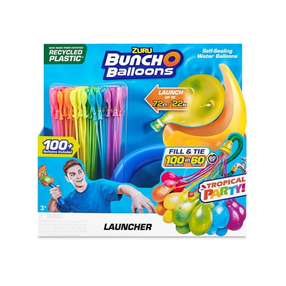 Bunch O Balloons Tropical Party with 1 Launcher & 100+ Rapid-Filling Self-Sealing Balloons by ZURU