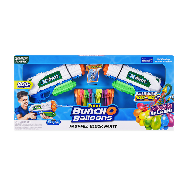 Bunch O Balloons Water Blaster-Fast Fill Blaster Medium 2PK With 6 Neon  Splash Bunch O Balloons by ZURU